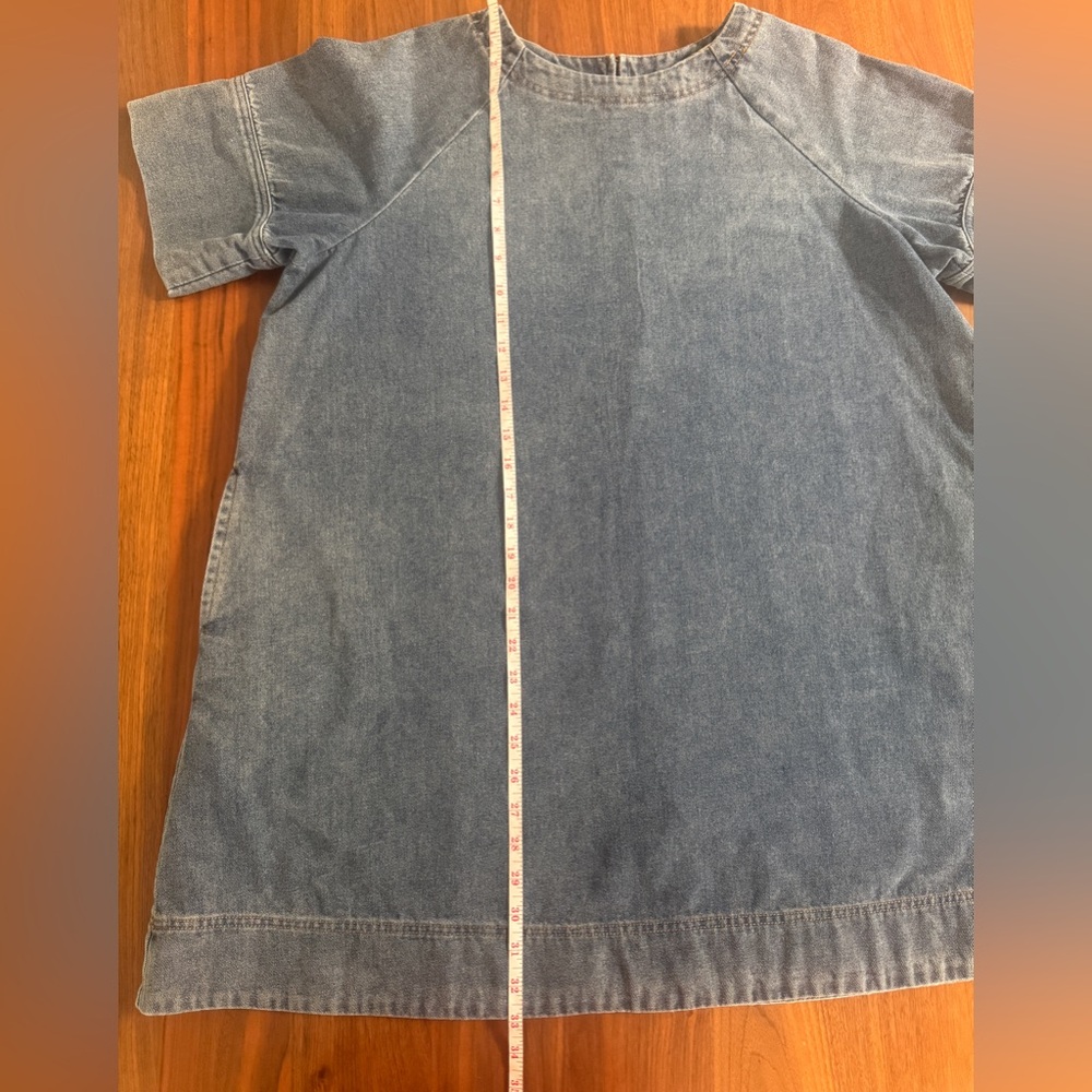 Anthropologie Porridge Short-Sleeve Denim Swing Mini Dress - Picture 11 of 13